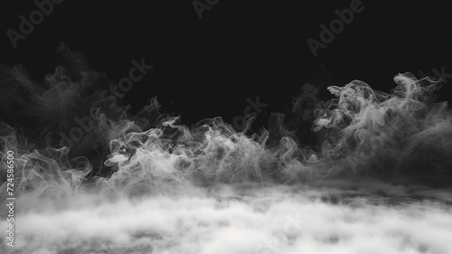 Smoke black ground fog cloud floor mist background steam dust dark white horror overlay.
