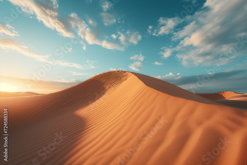 Serene Desert Dunes Background Under Clear Blue Sky © Patrick