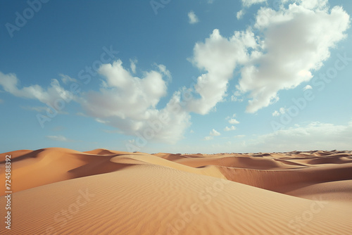Serene Desert Dunes Background Under Clear Blue Sky © Patrick