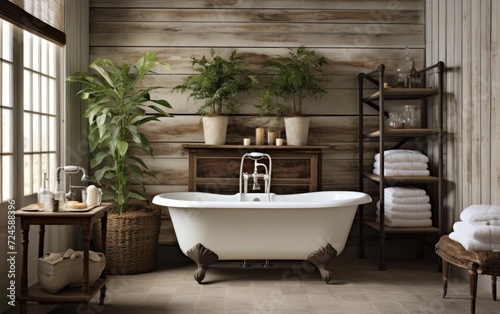 Shiplap Farmhouse Bathroom with Clawfoot Tub