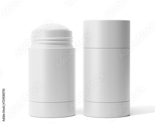 Blank White Plastic Cosmetic Clay Mask Stick Packaging Isolated On Transparent Background, Prepared For Mockup, 3D Render.