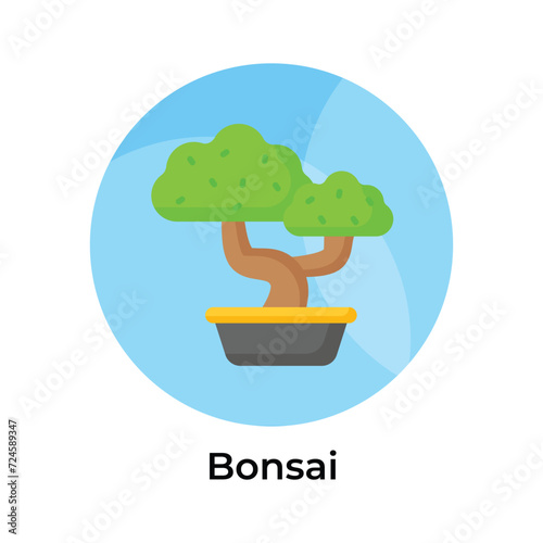 Bonsai tree vector design in trendy style isolated on white background