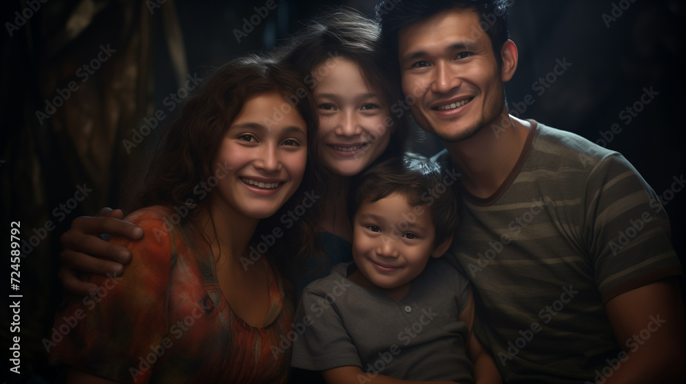 Fototapeta premium portrait of family at night