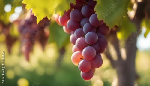 Vineyard splendor: ripening grapes on the vine