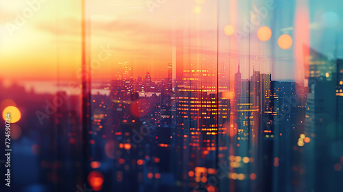 Urban Skyline Transformed by a Captivating Glass Morphism Background. © Dorido