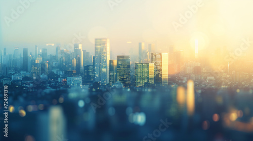  Urban Skyline Transcended by a Striking Glass Morphism Background.