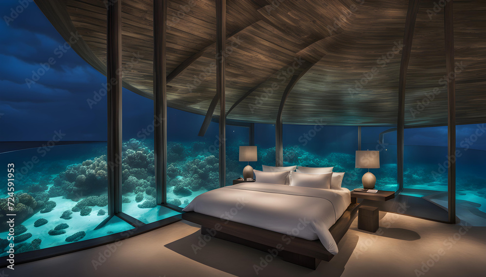 Fototapeta premium luxury hotel room with pool