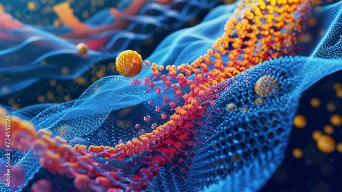 Cell membrane with blue background photo