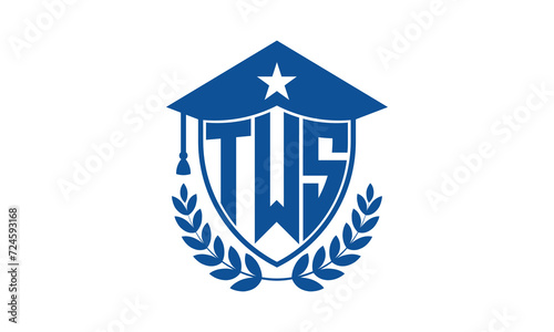 TWS three letter iconic academic logo design vector template. monogram, abstract, school, college, university, graduation cap symbol logo, shield, model, institute, educational, coaching canter, tech