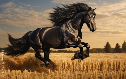 Friesian Horse Graceful Gallop © zainab