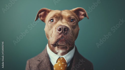Elegant Brown Dog Wearing a Suit and Tie © mattegg