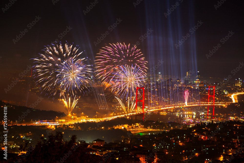 Fireworks in the Bosphorus, big celebration