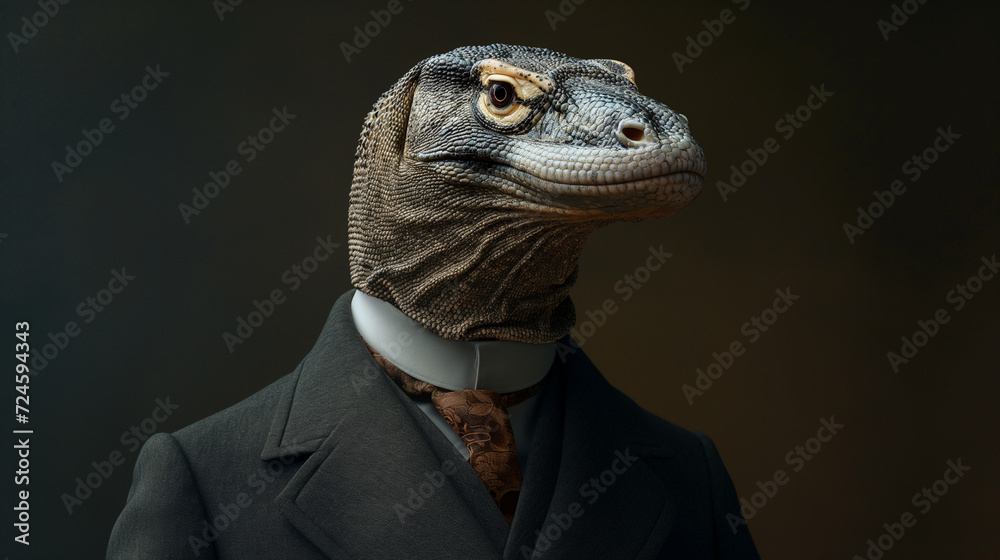 Lizard Dressed in a Suit and Tie
