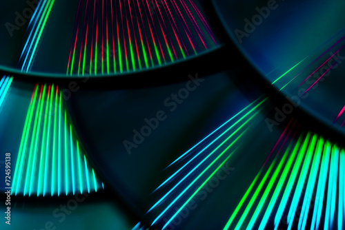 Reflection of the surface of a DVD discs with artistic lighting close-up photo