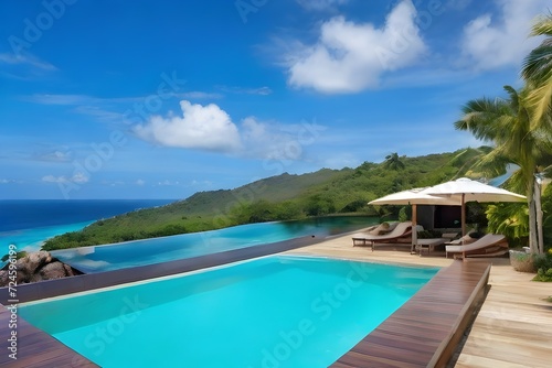 tropical resort pool, Serenity in Paradise © Dackshina
