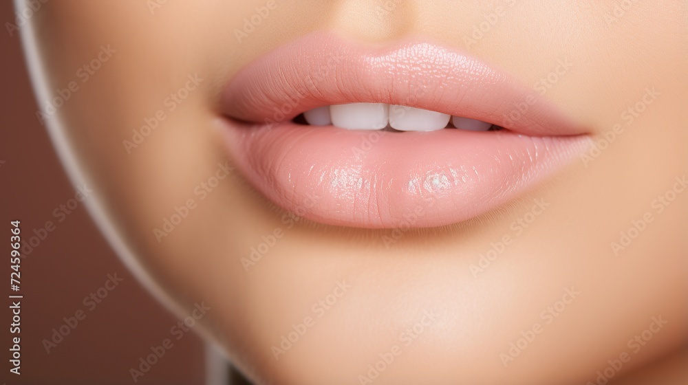 Obraz premium Sexy lips. woman's face. sexy glossy lips. beautiful lip makeup.Lipstick and lipgloss.passionate lips