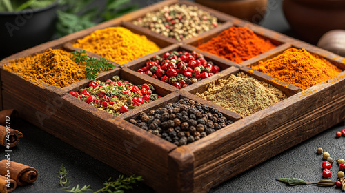 Aromatic herbs and spices enhancing the flavors of nourishing dishes