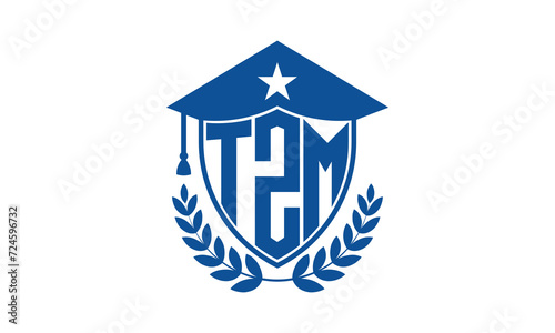 TZM three letter iconic academic logo design vector template. monogram, abstract, school, college, university, graduation cap symbol logo, shield, model, institute, educational, coaching canter, tech photo