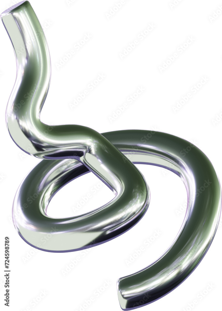 3D Y2K Abstract Silver Chrome Metalic