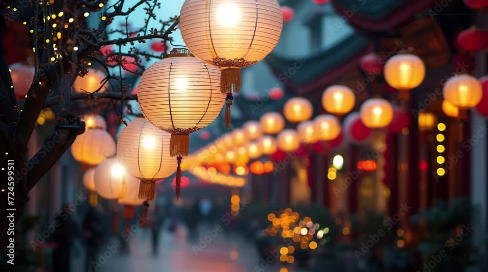 chinese new year lamp decoration background Seamless looping 4k time-lapse virtual video animation background. Generated AI chinese new year lamp decoration background Seamless looping 4k time-lapse virtual video animation background. Generated AI
