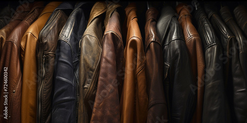 Our hanging men's leather jackets collection exudes classic charm. photo