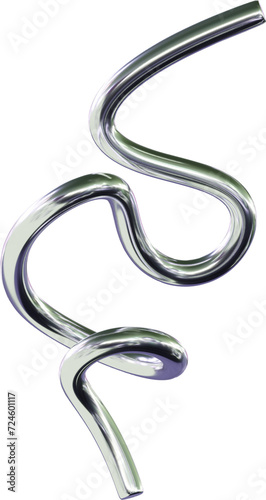 3D Y2K Abstract Silver Chrome Metalic