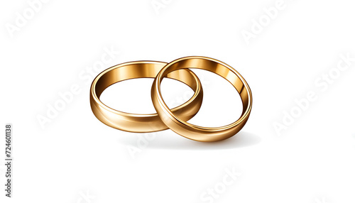 Cute wedding rings illustration on white with copy space