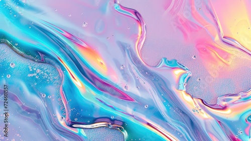 Colorful abstract background of oil and water. Oil bubbles in water. Holographic background.