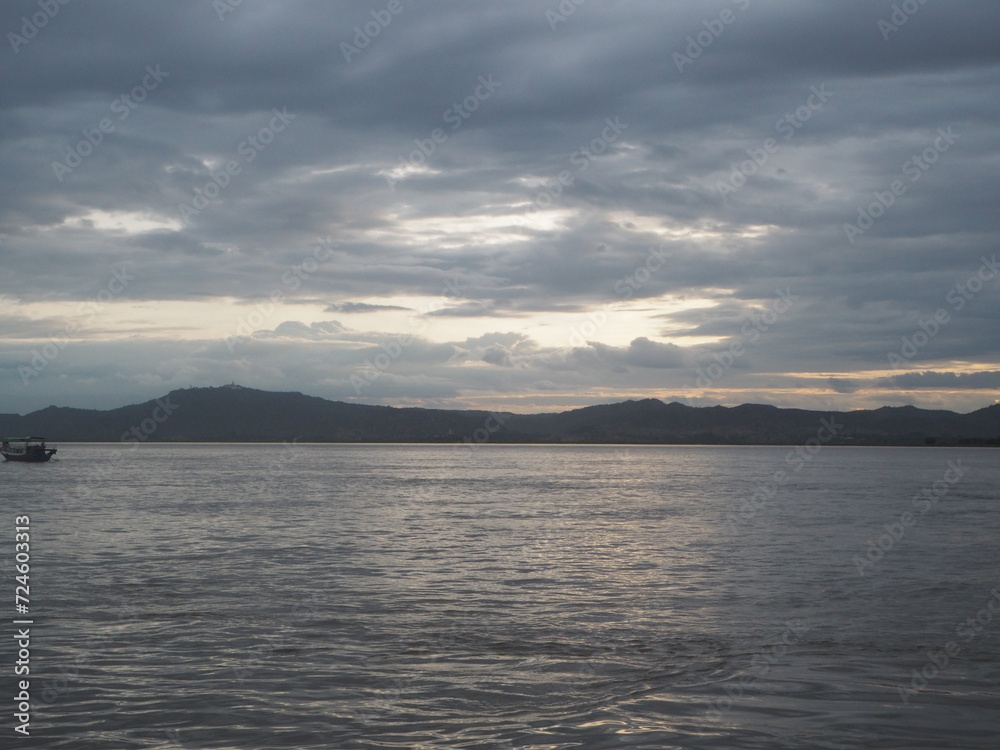 Cloudy sunset over Inle Lake