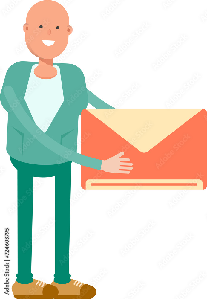 Bald Businessman Character Holding Mail
Bald Businessman Character Holding Mail