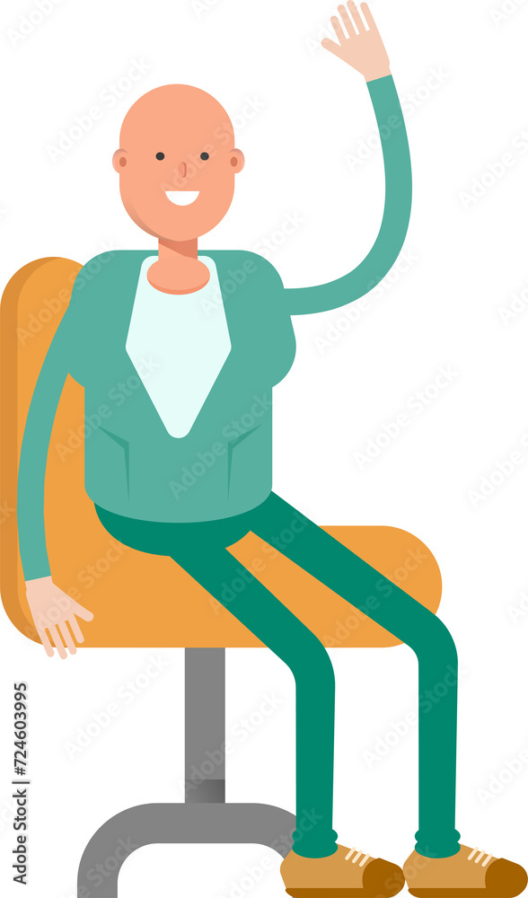 Bald Businessman Character Sitting on Chair
Bald Businessman Character Sitting on Chair