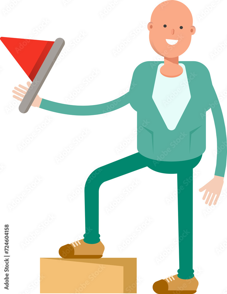 Bald Businessman Character Holding Flag
Bald Businessman Character Holding Flag