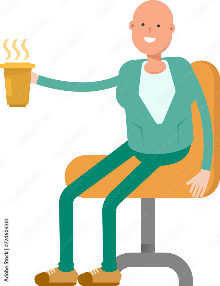 Bald Businessman Character Drinking Coffee
Bald Businessman Character Drinking Coffee