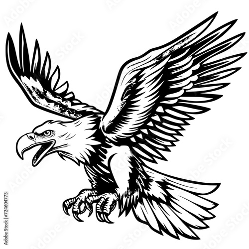 eagle logo icon,simple,vector,black and white, white background,clear color, silhouette,clear line Generative AI