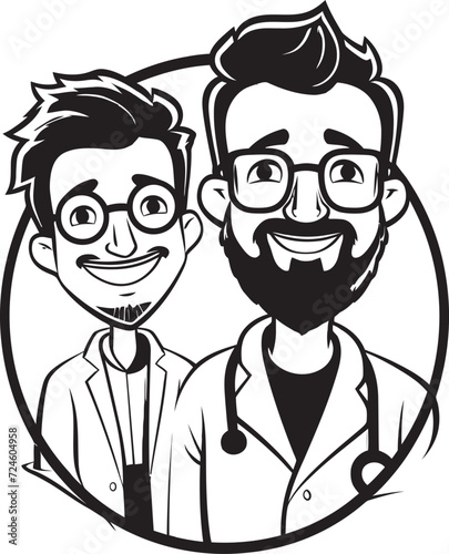 Harmonizing Health Doctor Patient Unity in Black Vector Design Encounters of Empathy Doctor Patient Stories in Black Iconic Logo