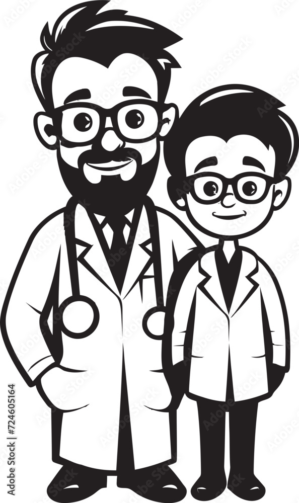 Empathy Illustrated Doctors Connection with Patients in Black Vector Art Healing Harmony Doctors Synergy with Patients in Black Color Vector Logo