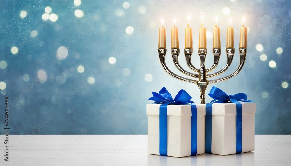 jewish hanukkah menorah 9 branch candlestick gift box holiday candle