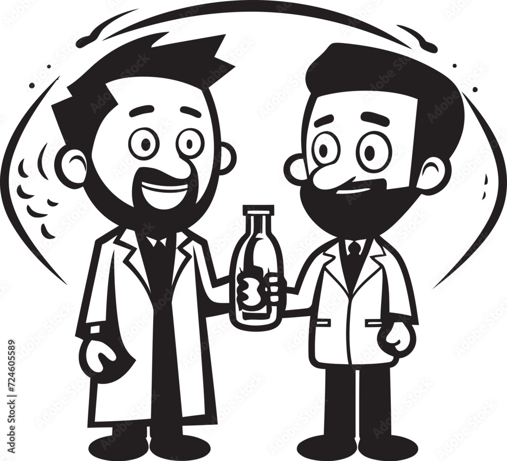 Path to Healing Doctors Empathy Towards Patients in Black Color Vector Logo Unity in Care Doctors Empathy for Patients in Black Iconic Design