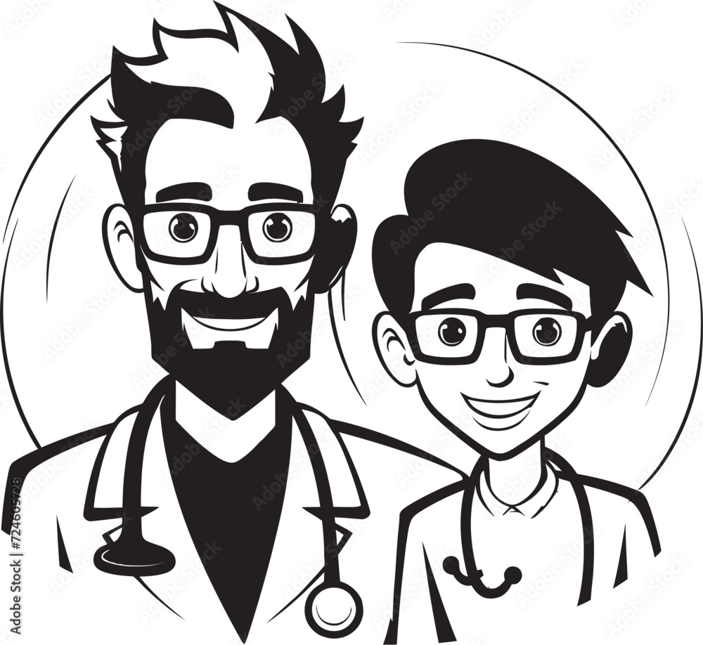 Visualizing Harmony Doctor Patient Bonds in Black Iconic Design Empathetic Emblems Doctor Patient Unity in Black Vector Symbol Visualizing Harmony Doctor Patient Bonds in Black Iconic Design Empathetic Emblems Doctor Patient Unity in Black Vector Symbol