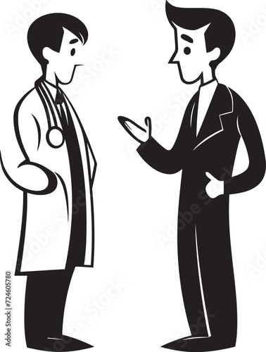 Healing Hearts Black Vector Logo Depicting Doctor Patient Bond Medical Mosaic Exploring Doctor Patient Relationships Through Design