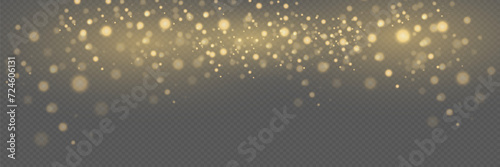 Christmas background of magical shining gold dust. Particle light effect. On a transparent background.