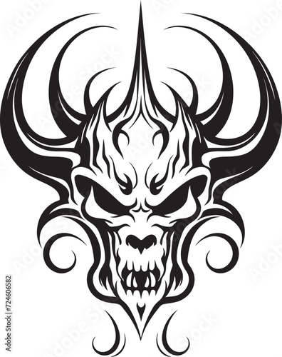 Dark Dominion Devilhead Logo Design Wicked Emblem Black Devilhead Vector