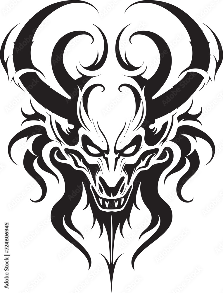 Demonic Decal Devilhead Tattoo Symbol Hellish Heraldry Evil Devilhead Design