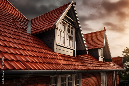 red house roofing, hdr, hyper realistic