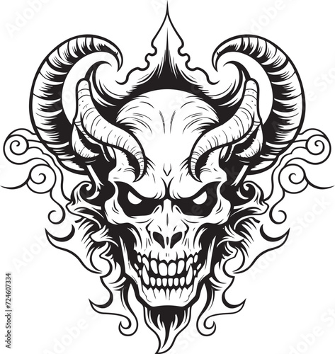 Abyssal Aura Evil Devilhead Logo Design Onyx Obsession Sinister Devilhead Icon in Vector