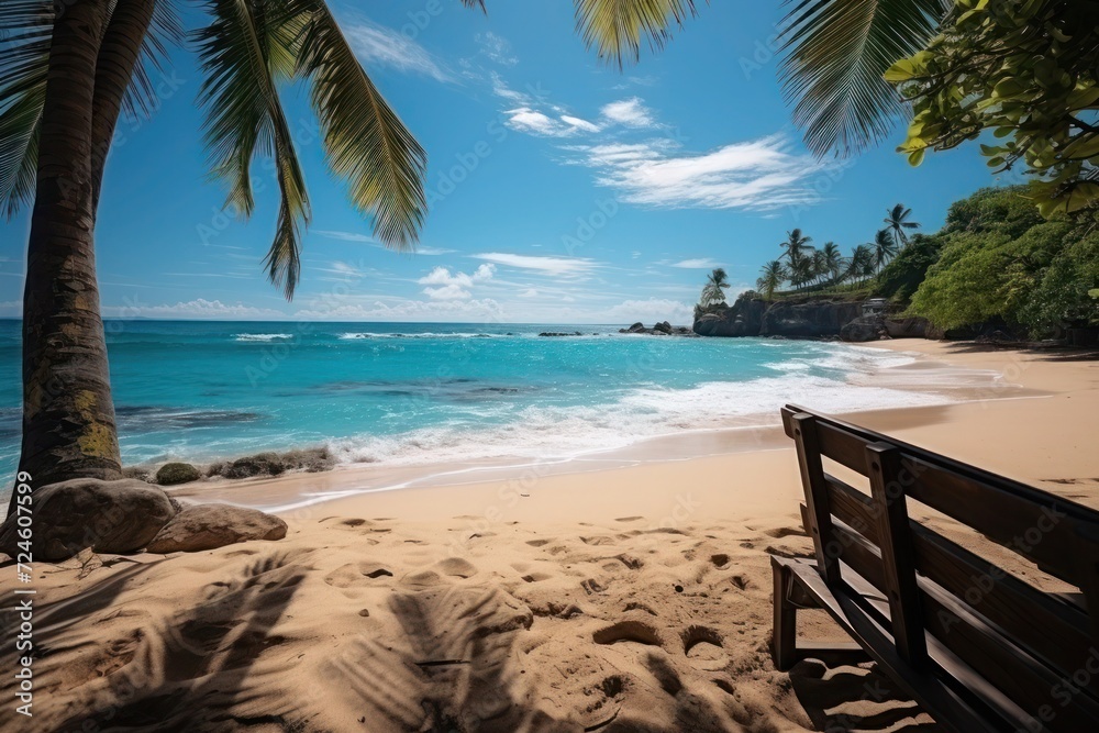 Beautiful tropical beach with white sand and turquoise sea. 