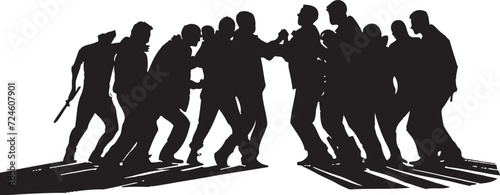 Nightfall Fracas Black Vector Conflict Logo Shadow Strike Group Fighting Icon in Black