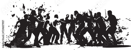 Midnight Melee Black Vector Fight Logo Eclipse Encounter Group Fighting Icon Design