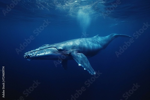 Blue whale in the ocean © Karen