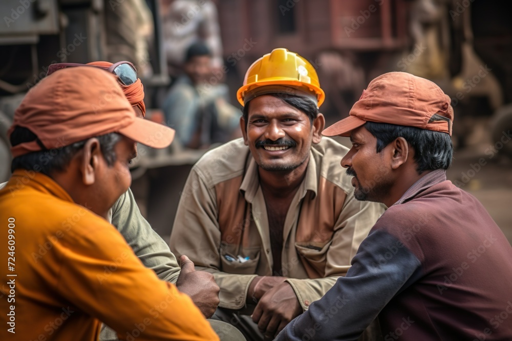 men enjoying break after hard work men enjoying break after hard work